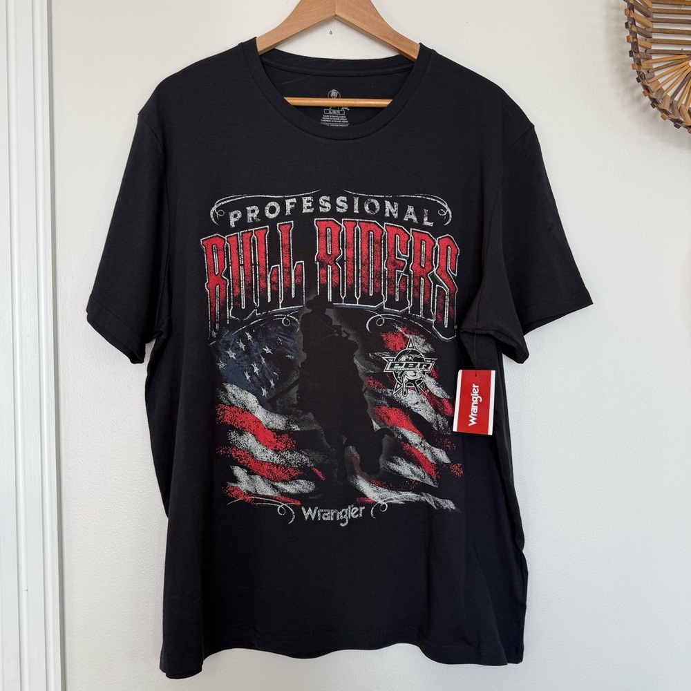 Wrangler Adult XL Professional Bull Riders PBR Black T-shirt Western Cowboy NWT